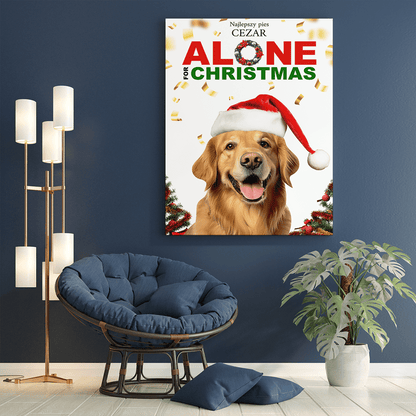 Świąteczny pies - druk na płótnie, spersonalizowany prezent - Adamell.pl