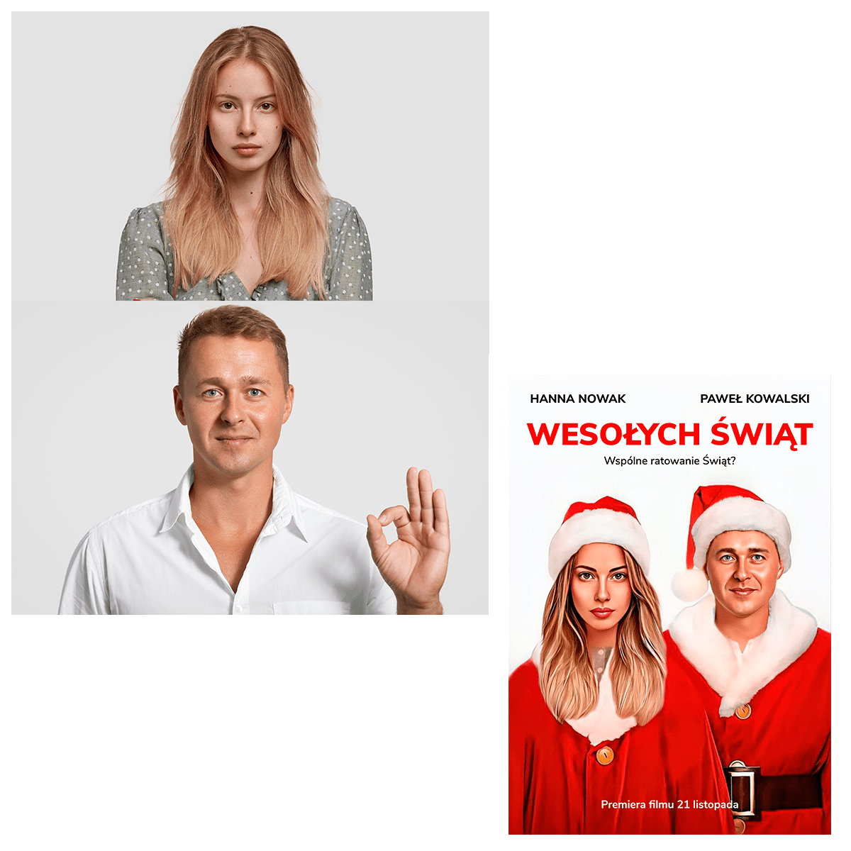Świąteczny plakat filmowy - druk na płótnie, spersonalizowany prezent dla żony - Adamell.pl