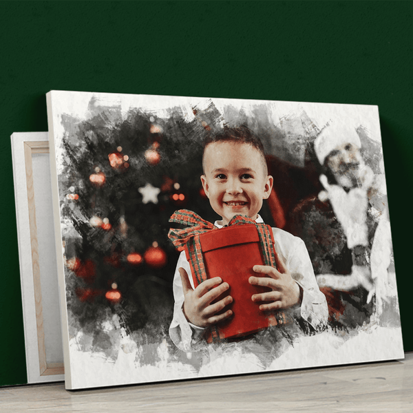 Świąteczny portret dziecka - druk na płótnie, spersonalizowany prezent - Adamell.pl