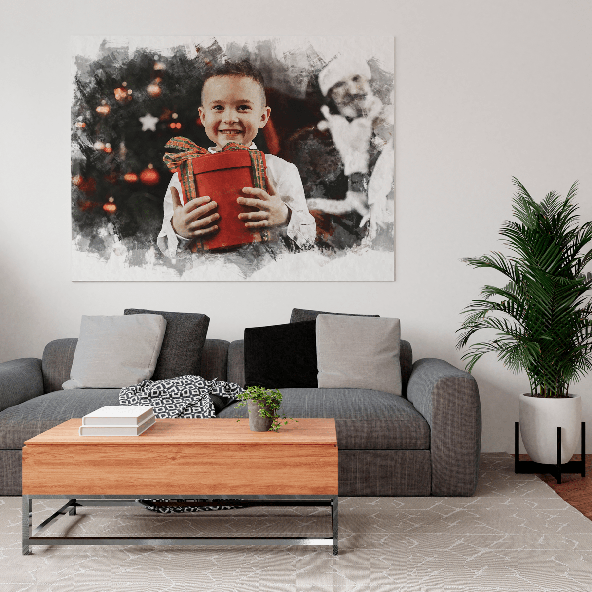 Świąteczny portret dziecka - druk na płótnie, spersonalizowany prezent - Adamell.pl