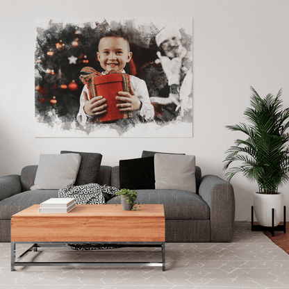 Świąteczny portret dziecka - druk na płótnie, spersonalizowany prezent - Adamell.pl