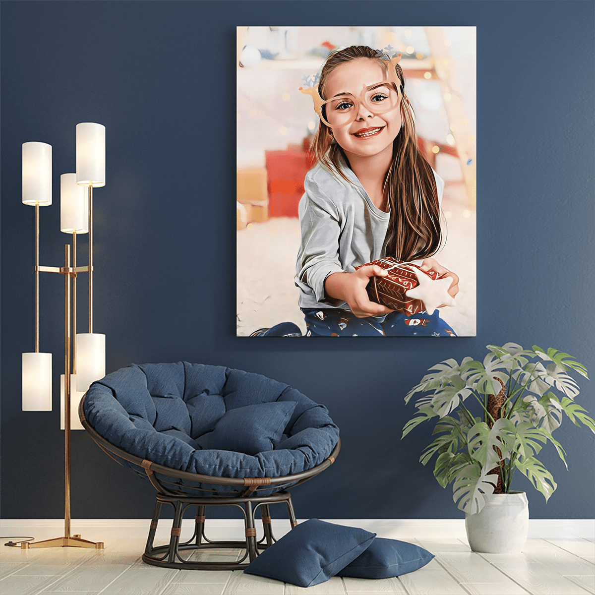 Świąteczny portret dziecka - druk na płótnie, spersonalizowany prezent dla dziecka - Adamell.pl