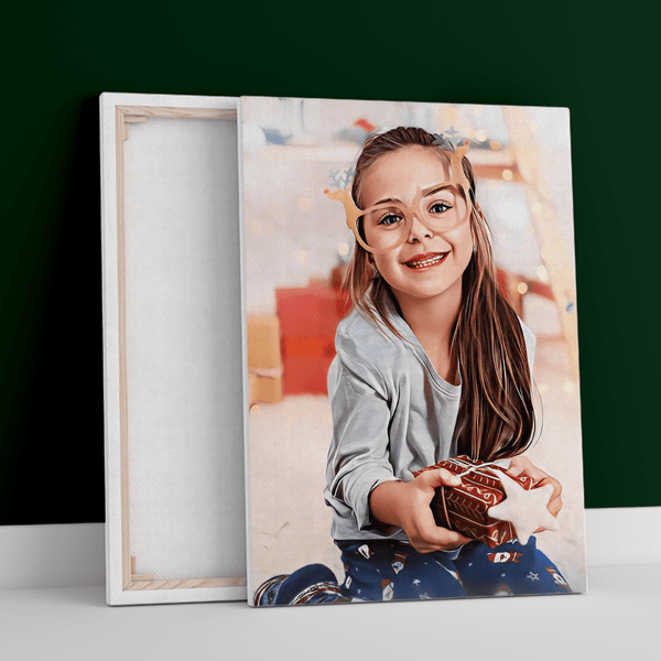 Świąteczny portret dziecka - druk na płótnie, spersonalizowany prezent dla dziecka - Adamell.pl