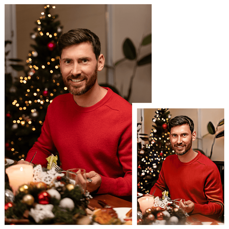 Świąteczny portret mężczyzny - druk na płótnie, spersonalizowany prezent dla męża - Adamell.pl