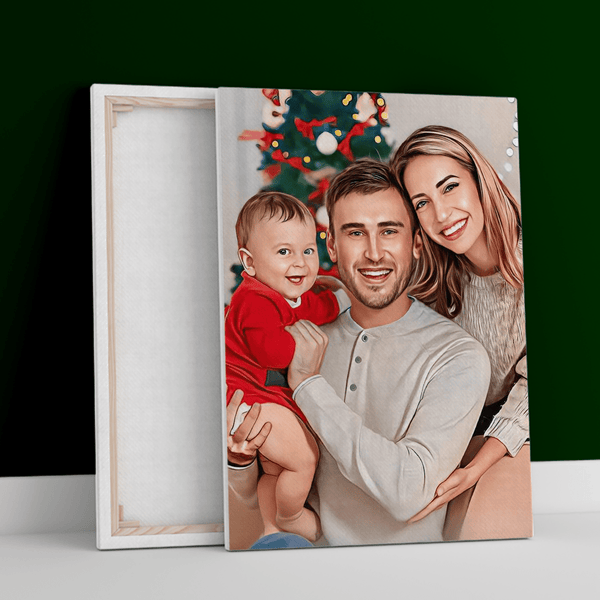 Świąteczny portret rodzinny - druk na płótnie, spersonalizowany prezent dla rodziców - Adamell.pl