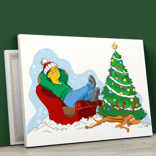 Świąteczny portret Simpson - druk na płótnie, spersonalizowany prezent dla niego - Adamell.pl