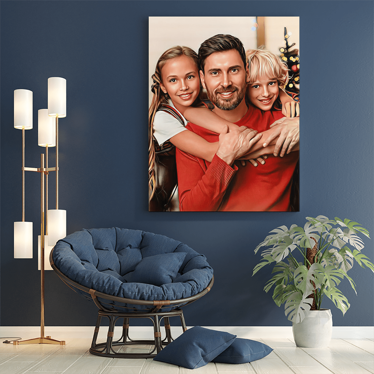 Świąteczny portret z tatą - druk na płótnie, spersonalizowany prezent dla taty - Adamell.pl