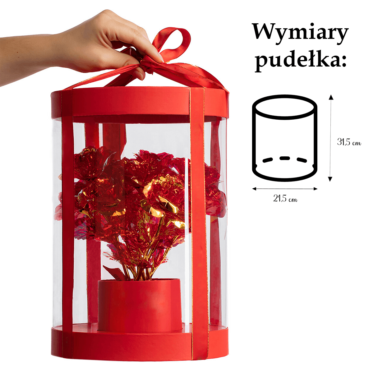 Świecące czerwone róże wieczne bukiet LED + GRATISY - Adamell.pl - Wyjątkowe Prezenty