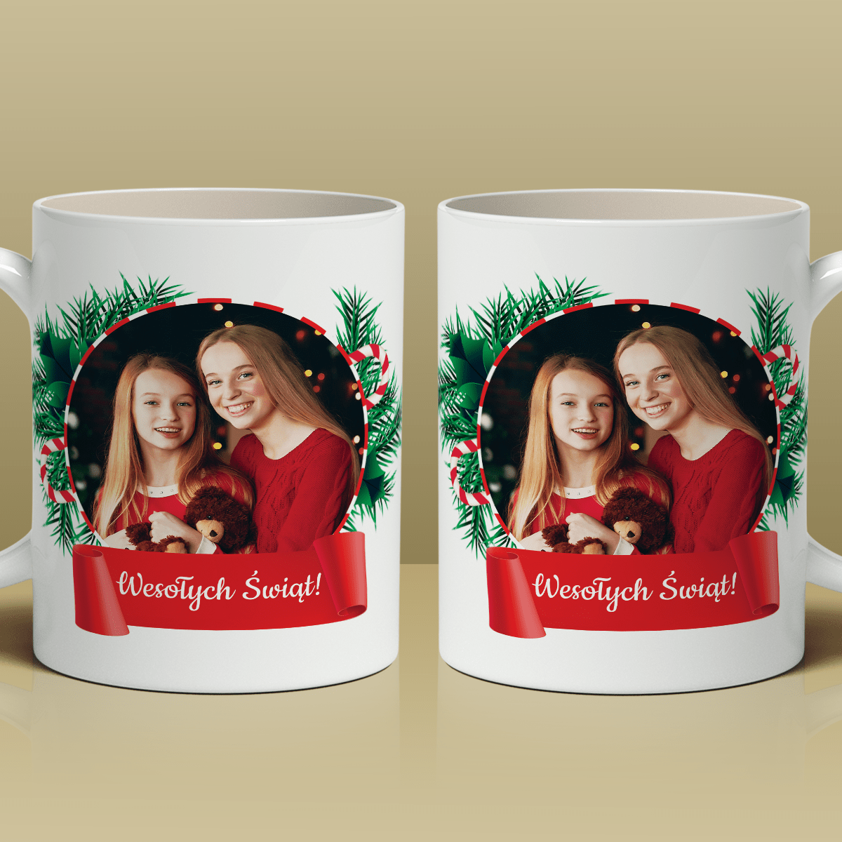 Święta z siostrą - 1x Kubek z nadrukiem, spersonalizowany prezent dla siostry - Adamell.pl