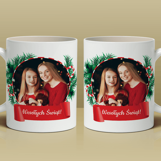 Święta z siostrą - 1x Kubek z nadrukiem, spersonalizowany prezent dla siostry - Adamell.pl