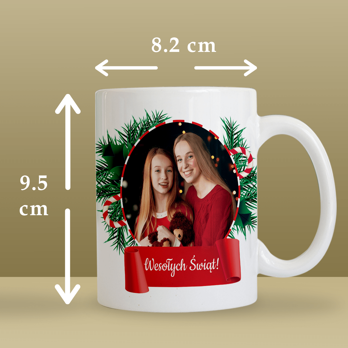 Święta z siostrą - 1x Kubek z nadrukiem, spersonalizowany prezent dla siostry - Adamell.pl