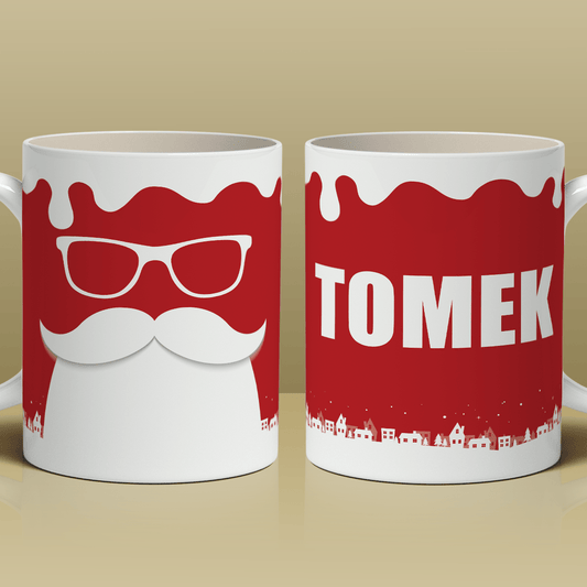 Święty Mikołaj + imię - 1x Kubek z nadrukiem, spersonalizowany prezent dla dziadka - Adamell.pl