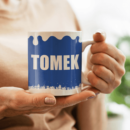 Święty Mikołaj + imię - 1x Kubek z nadrukiem, spersonalizowany prezent dla dziadka - Adamell.pl