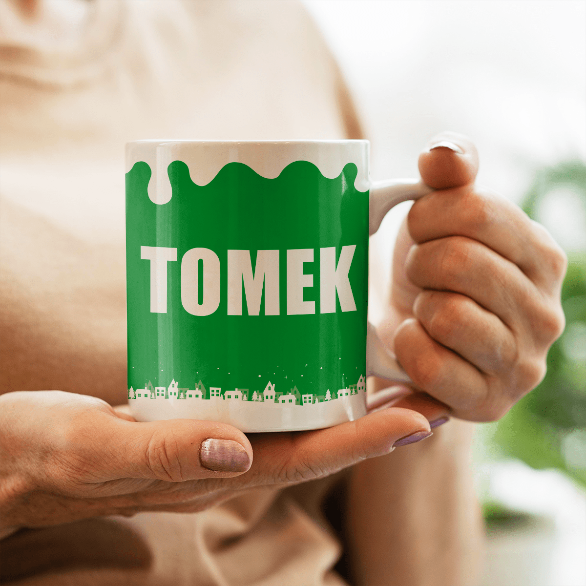 Święty Mikołaj + imię - 1x Kubek z nadrukiem, spersonalizowany prezent dla dziadka - Adamell.pl