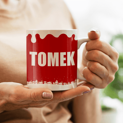 Święty Mikołaj + imię - 1x Kubek z nadrukiem, spersonalizowany prezent dla dziadka - Adamell.pl