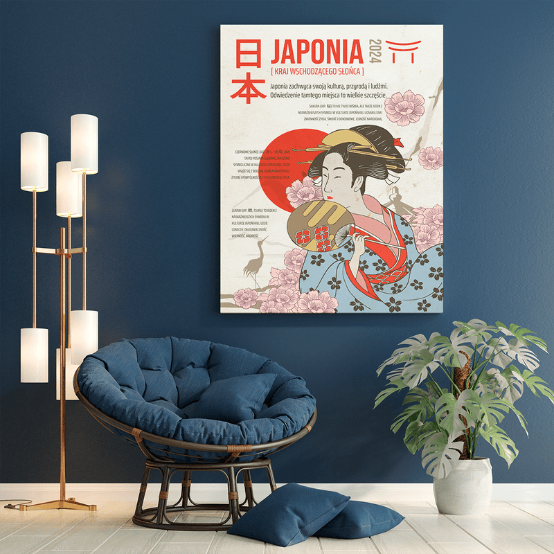 Symbole Japonii - druk na płótnie, spersonalizowany prezent dla niej - Adamell.pl