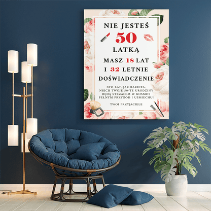 Szalona 50. - druk na płótnie, spersonalizowany prezent dla niej - Adamell.pl