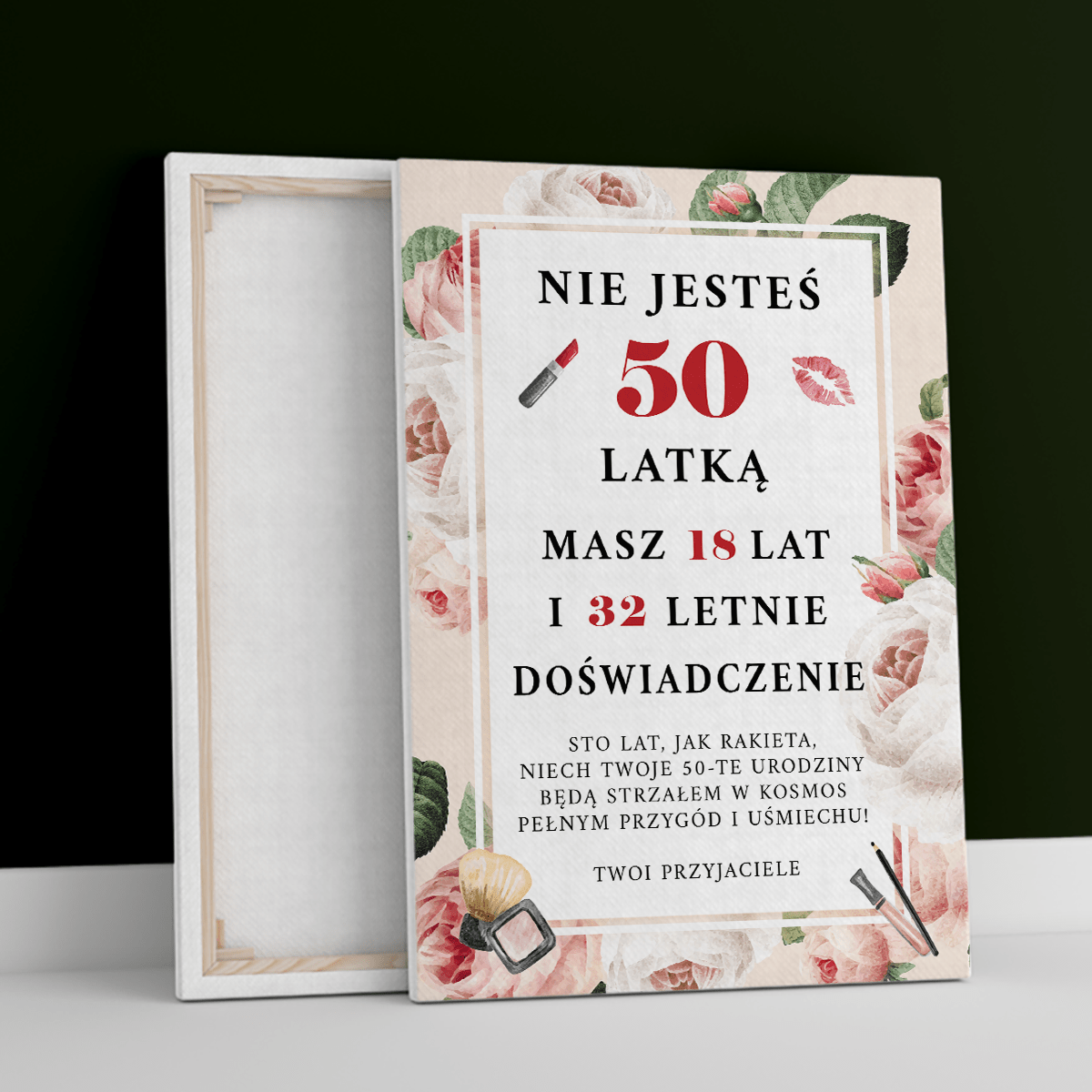 Szalona 50. - druk na płótnie, spersonalizowany prezent dla niej - Adamell.pl