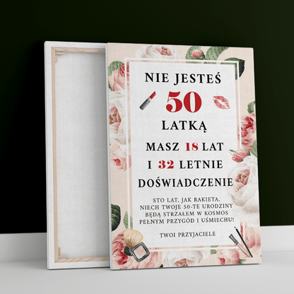 Szalona 50. - druk na płótnie, spersonalizowany prezent dla niej - Adamell.pl