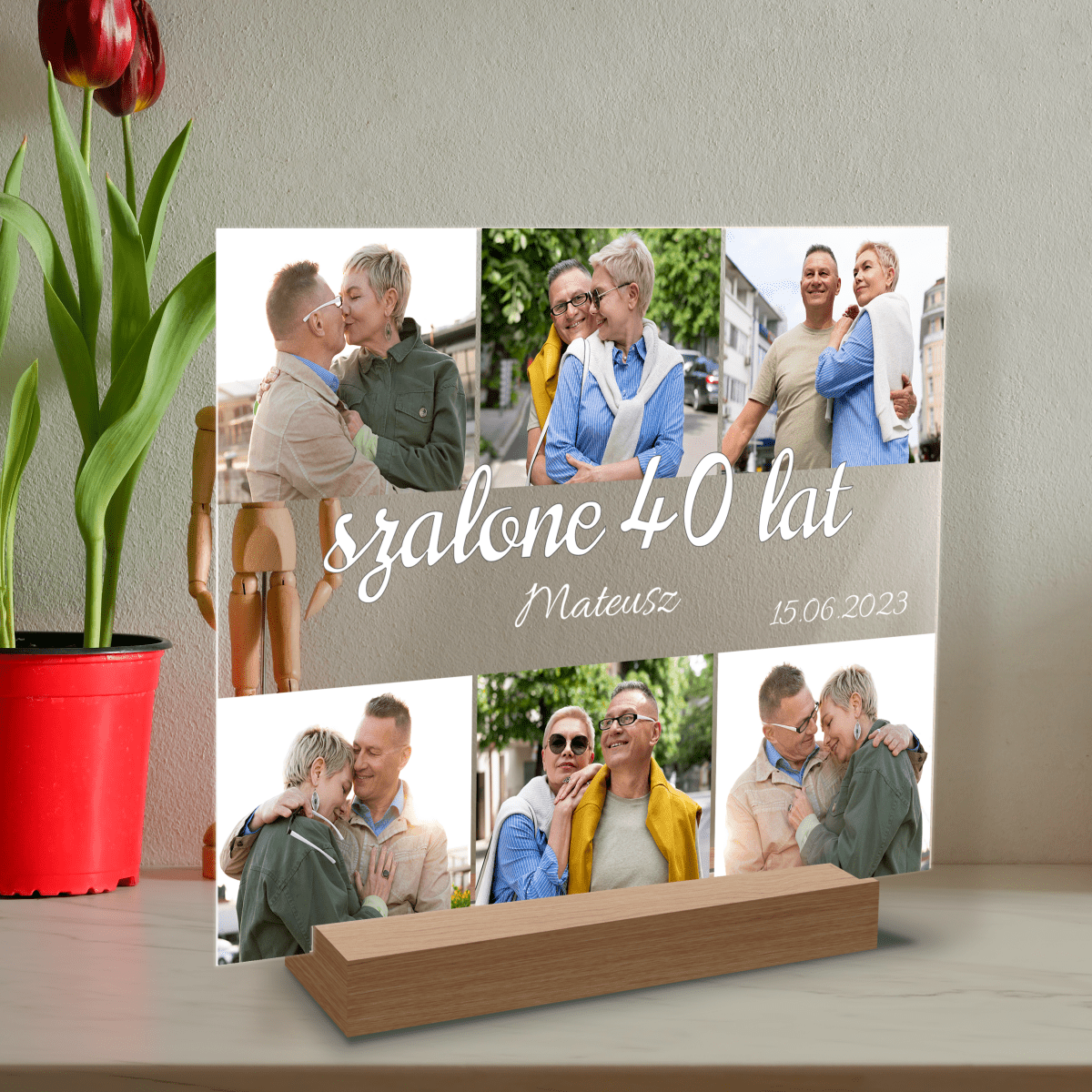 Szalone 40 lat - Druk na szkle, spersonalizowany prezent dla męża - Adamell.pl