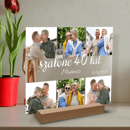Szalone 40 lat - Druk na szkle, spersonalizowany prezent dla męża - Adamell.pl