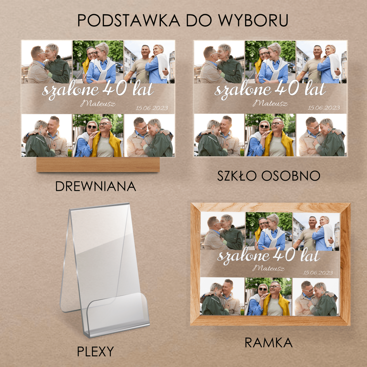 Szalone 40 lat - Druk na szkle, spersonalizowany prezent dla męża - Adamell.pl