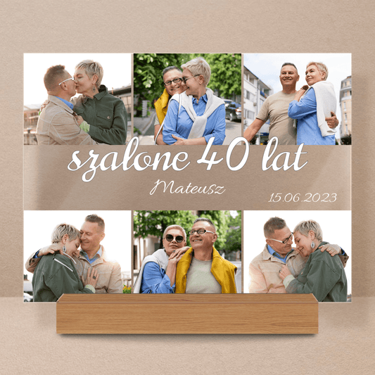 Szalone 40 lat - Druk na szkle, spersonalizowany prezent dla męża - Adamell.pl