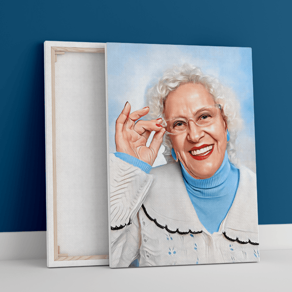 Szkic kolorowy babcia - druk na płótnie, spersonalizowany prezent dla babci - Adamell.pl