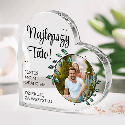Tata moim wsparciem - Szklane serce, spersonalizowany prezent dla taty - Adamell.pl
