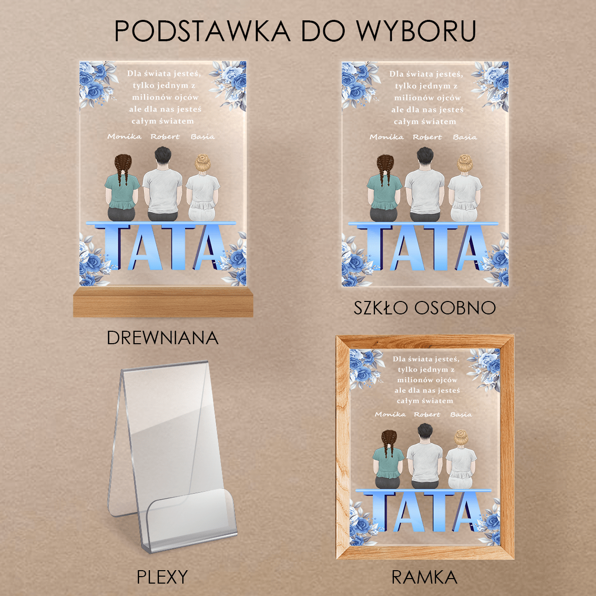 Tata najlepszy na świecie - Druk na szkle, spersonalizowany prezent dla taty - Adamell.pl
