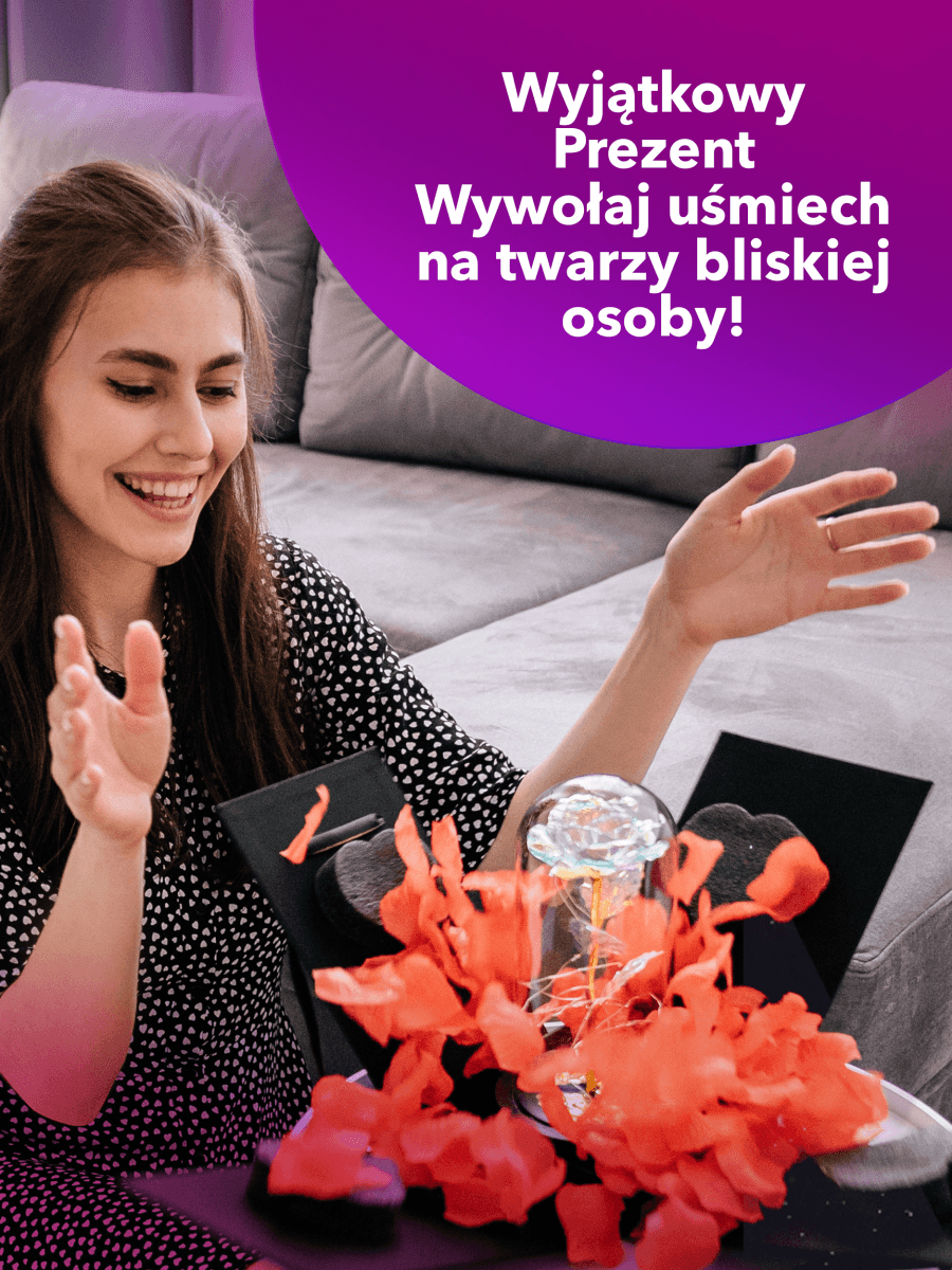 Tęczowa róża wieczna świecąca w szkle LED, Sentymentalny prezent marzeń dla mamy, niesamowite prezenty na święta, na chrzest, na dzień babci, dziadka - Adamell.pl - Wyjątkowe Prezenty