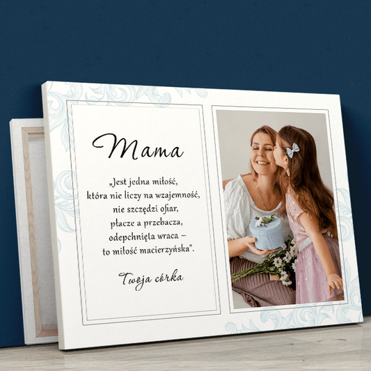 Tekst i zdjęcie w ramce - druk na płótnie, spersonalizowany prezent dla mamy - Adamell.pl