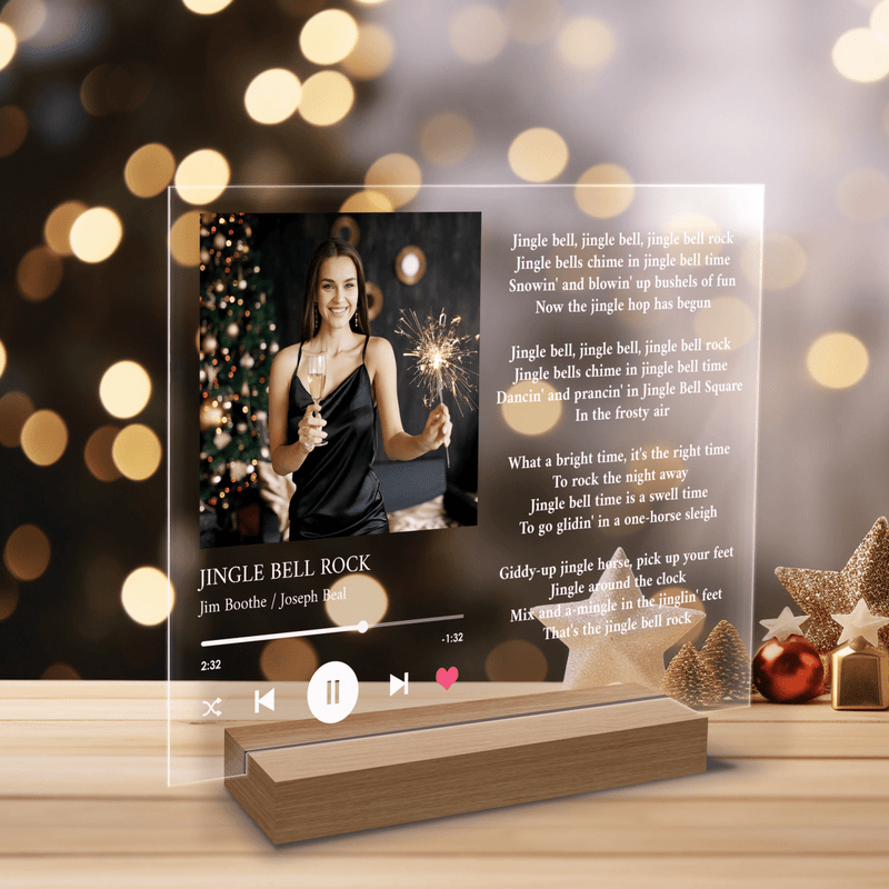 Tekst świątecznej piosenki + zdjęcie - Druk na szkle, spersonalizowany prezent dla żony - Adamell.pl