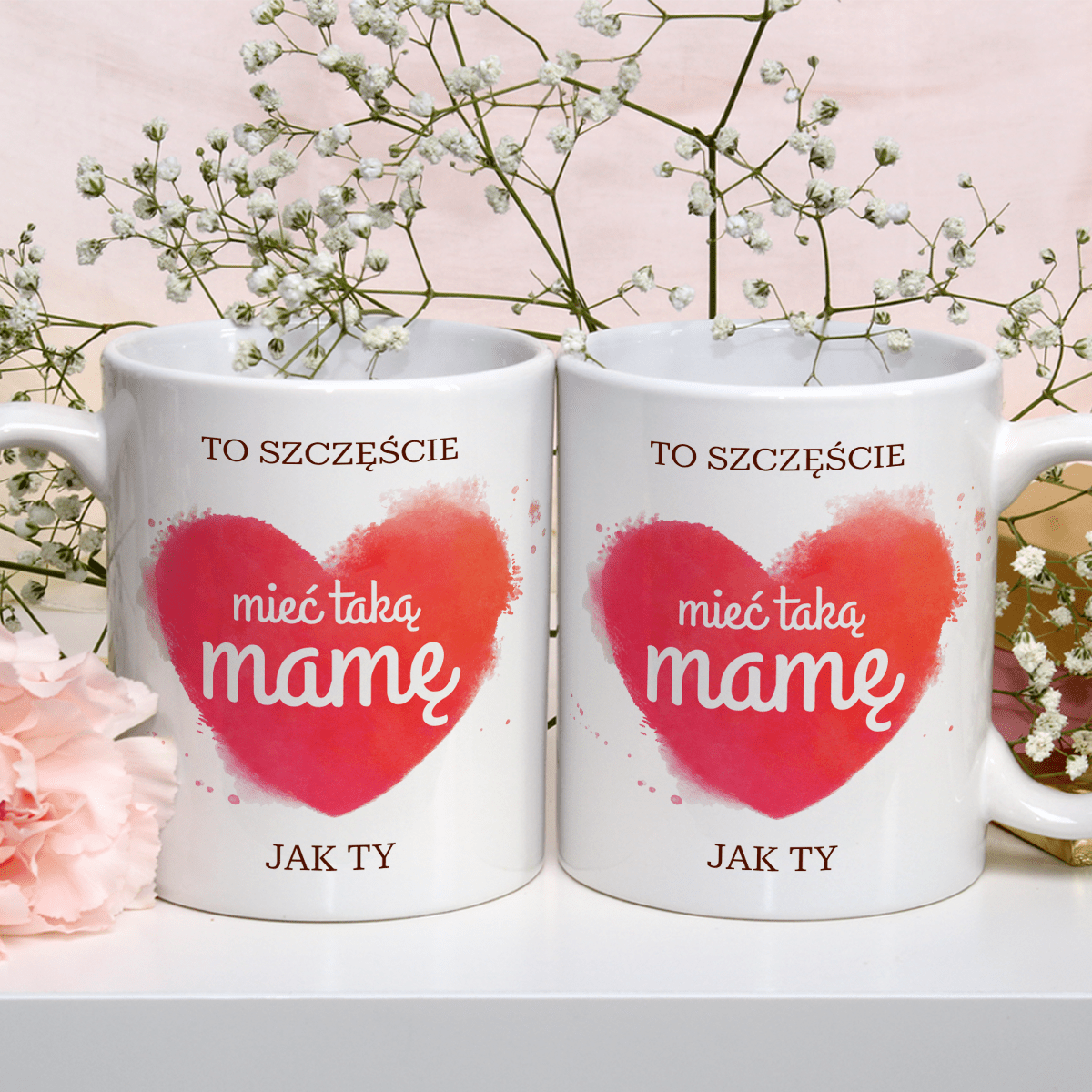 To szczęście - 1x Kubek z nadrukiem, spersonalizowany prezent dla mamy - Adamell.pl