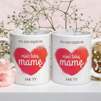 To szczęście - 1x Kubek z nadrukiem, spersonalizowany prezent dla mamy - Adamell.pl