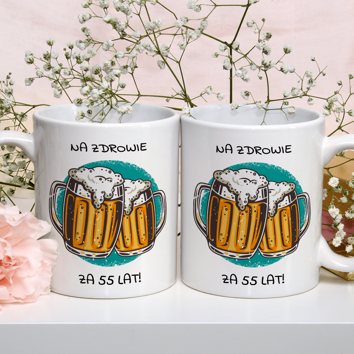 Toast na 55 urodziny - Kubek z nadrukiem, spersonalizowany prezent - Adamell.pl