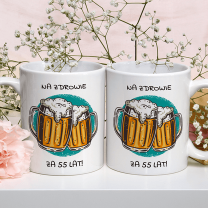 Toast na 55 urodziny - Kubek z nadrukiem, spersonalizowany prezent - Adamell.pl