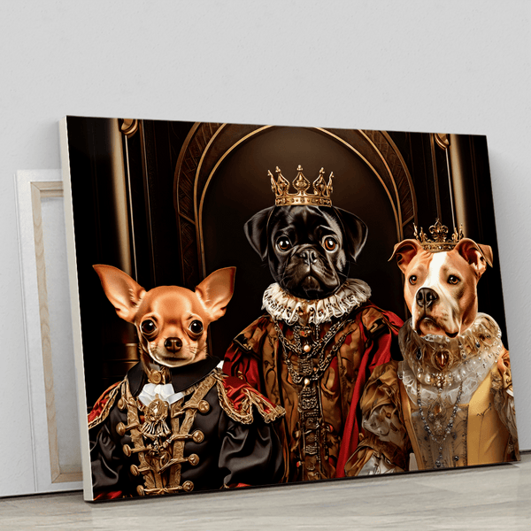 Trzy królewskie pupile - druk na płótnie, spersonalizowany prezent dla właściciela psa - Adamell.pl