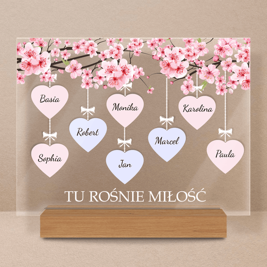 Tu rośnie miłość - Druk na szkle, spersonalizowany prezent - Adamell.pl - Wyjątkowe Prezenty
