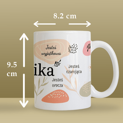 Twoje zalety - 1x Kubek z nadrukiem, spersonalizowany prezent dla niej - Adamell.pl