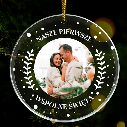 Twoje zdjęcie + życzenia gwiazdkowe - bombka choinkowa, spersonalizowany prezent dla męża - Adamell.pl