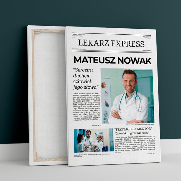 Tygodnik express - druk na płótnie, spersonalizowany prezent dla przyjaciela - Adamell.pl