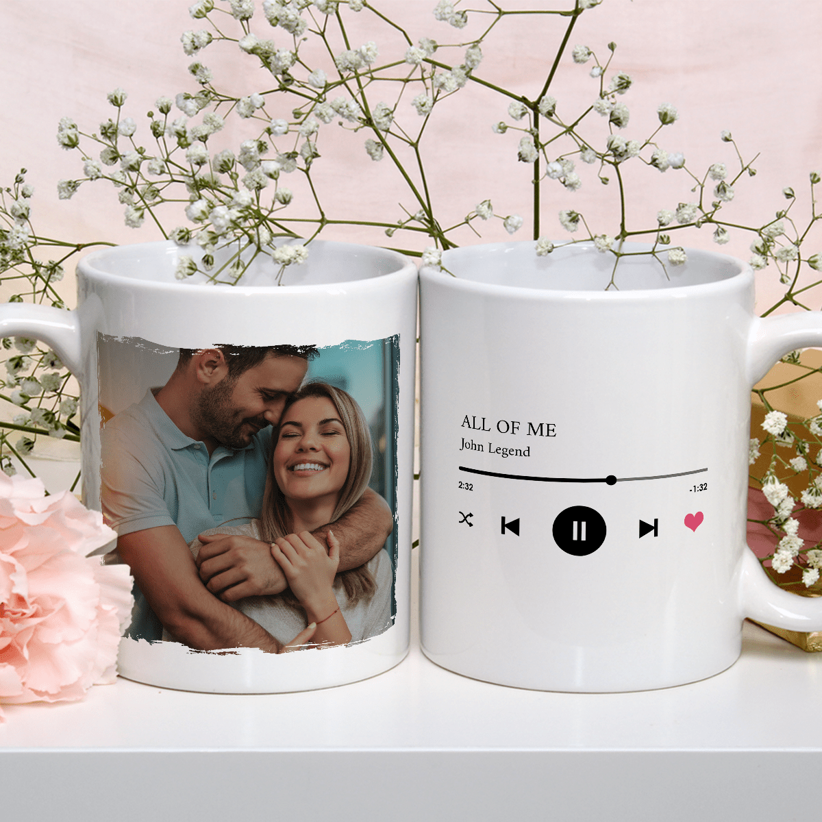 Tytuł piosenki + zdjęcie - 1x Kubek z nadrukiem, spersonalizowany prezent dla pary - Adamell.pl