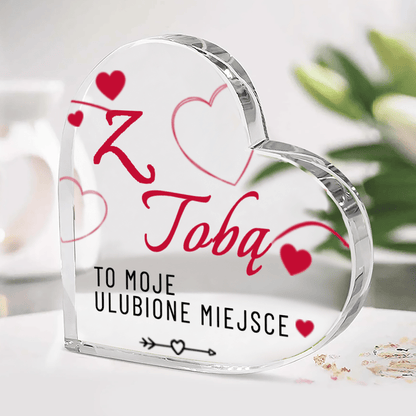 Ulubione miejsce z Tobą - Szklane serce, spersonalizowany prezent dla niej - Adamell.pl