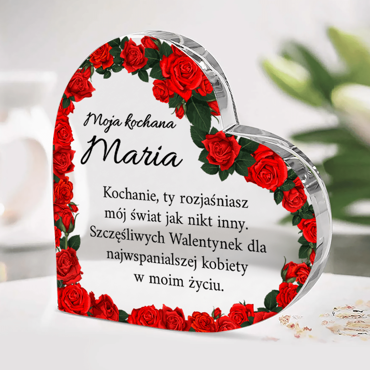 Urocze wyznanie - Szklane serce, spersonalizowany prezent dla niej - Adamell.pl