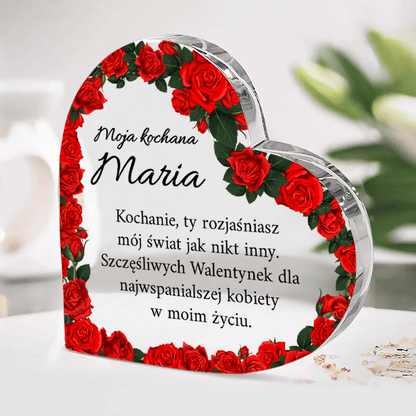 Urocze wyznanie - Szklane serce, spersonalizowany prezent dla niej - Adamell.pl