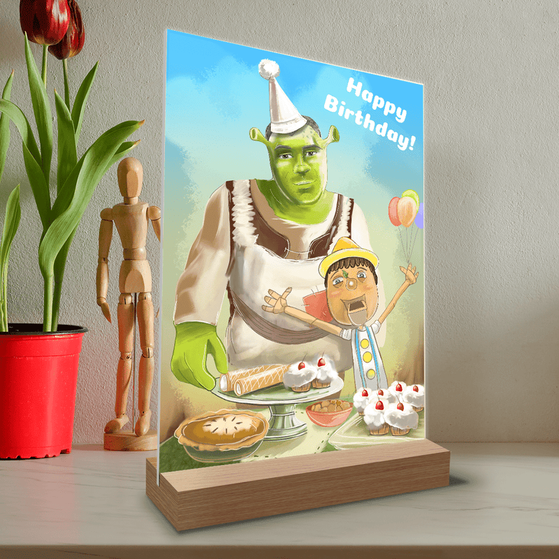 Urodzinowy Shrek - Druk na szkle, spersonalizowany prezent na urodziny - Adamell.pl