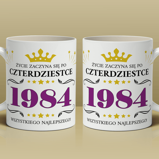 Urodziny 40. - 1x Kubek z nadrukiem, spersonalizowany prezent dla niej - Adamell.pl