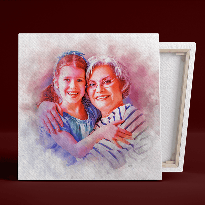 Watercolor effect - druk na płótnie, spersonalizowany prezent dla babci - Adamell.pl