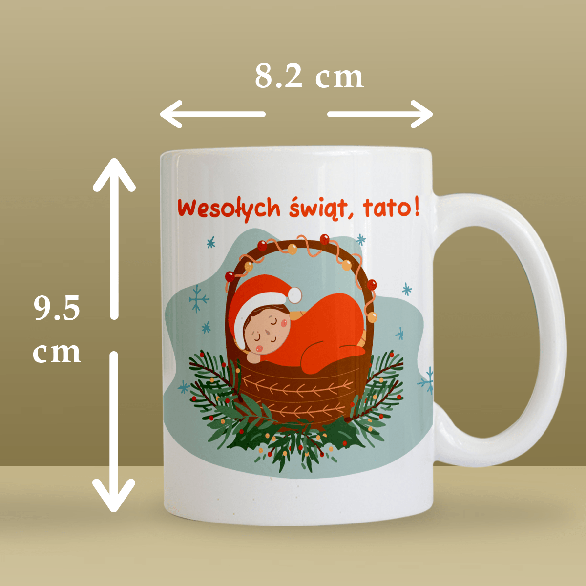 Wesołych Świąt, Tato - 1x Kubek z nadrukiem, spersonalizowany prezent dla taty - Adamell.pl